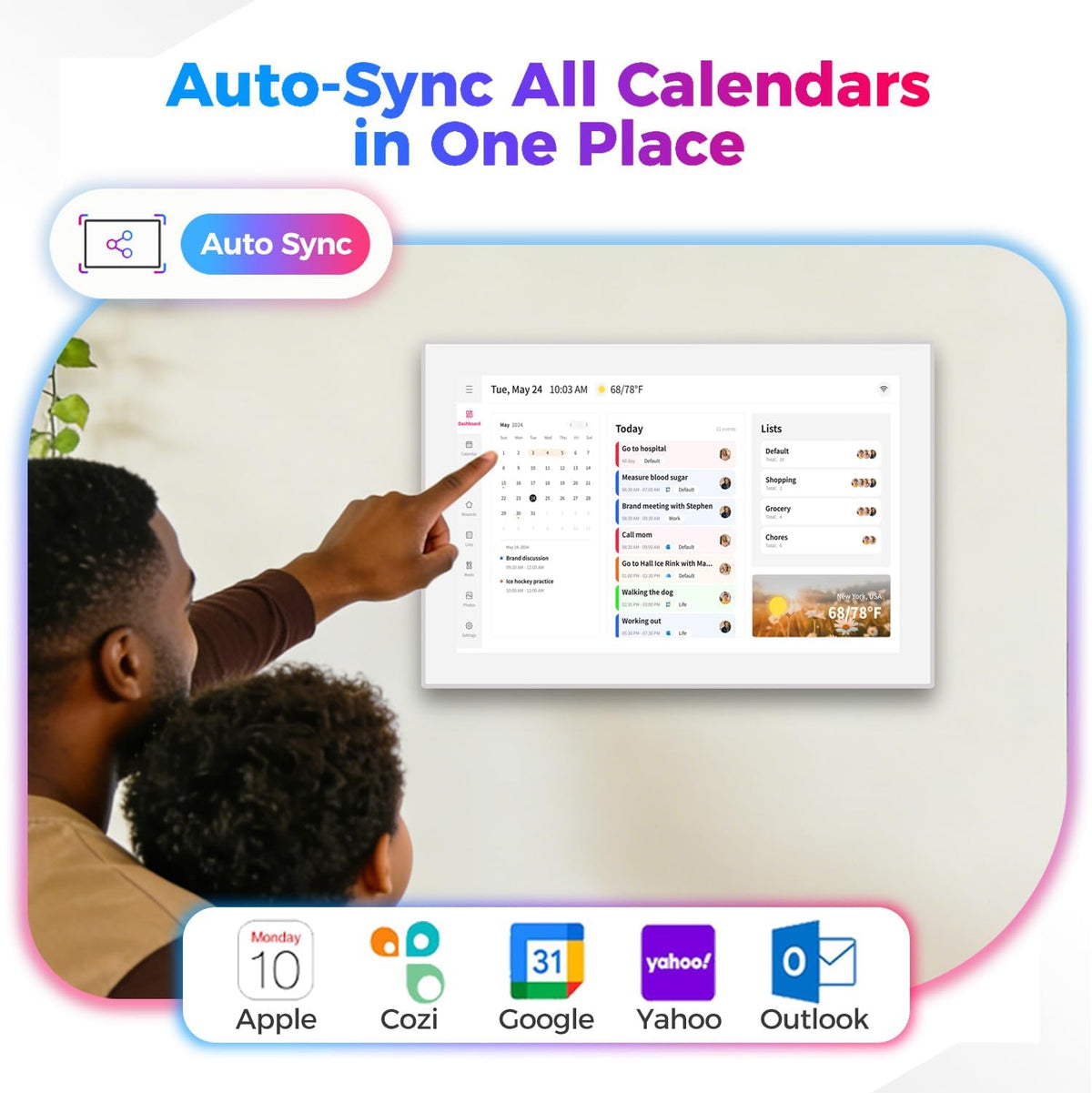 DXMART 10.1" Digital Calendar & Chore Chart, LED Reminder Light, Smart Touchscreen Interactive Display for Family Schedules, Digital Photo Frame Functon, Wall & Desk Mountable, Great for Organizing Your 2026 Calendar