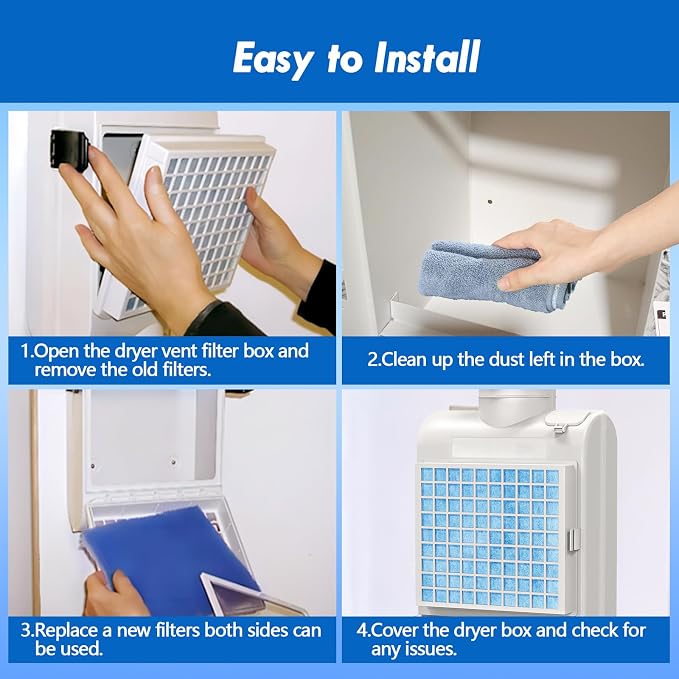 6 Pack Dryer Filter Replacement, Pre-Cut Portable Dryer Filters Compatible