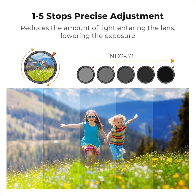 K&F CONCEPT 62mm Black Diffusion Mist Effect 1/4 & Variable ND2-32 & Circular