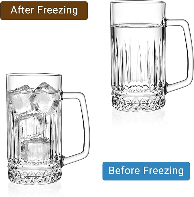 Beer Mugs For Freezer, 20 oz Large Heavy Glass Mugs
