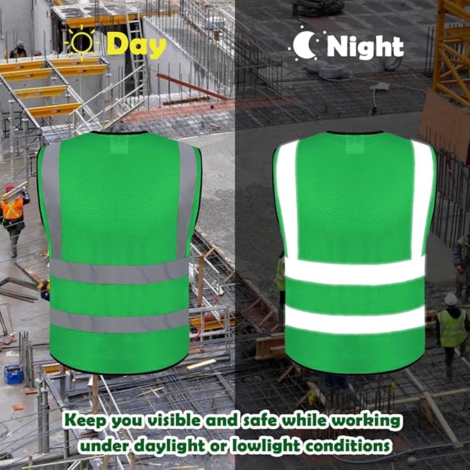 BeautyWill Mesh Safety Vest 1 pcs Customize Logo Class 2 High Visibility Reflective Vest with Pockets Construction Security Work Vest