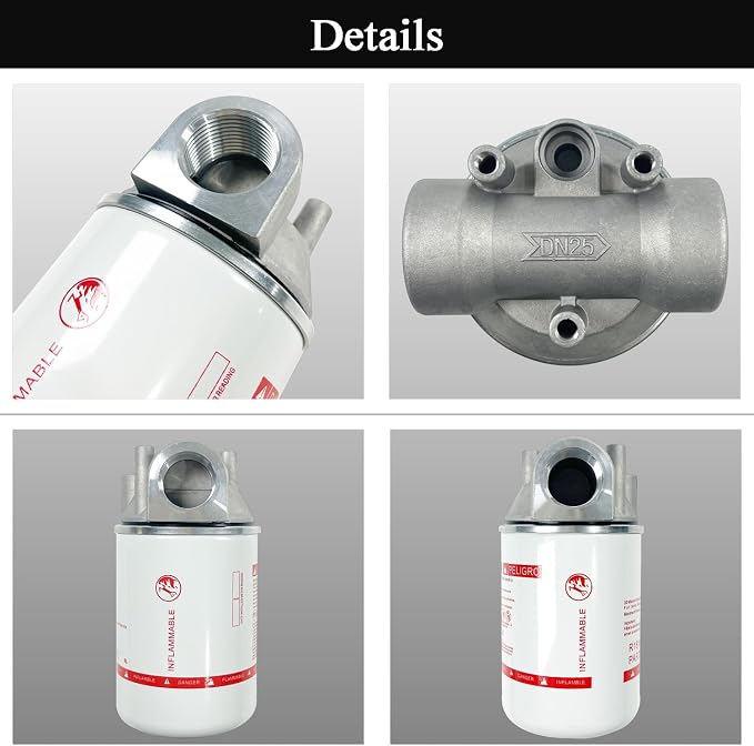 1 Inch NPT Fuel Tank Filter Kit, High Flow Fuel Filter 25 GPM 30 Micron Spin-on