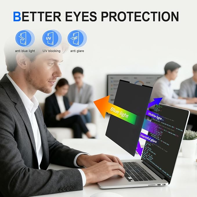 2Pack Magnetic 15.6 Inch Laptop Privacy Screen 16:9 Aspect Ratio, Removable
