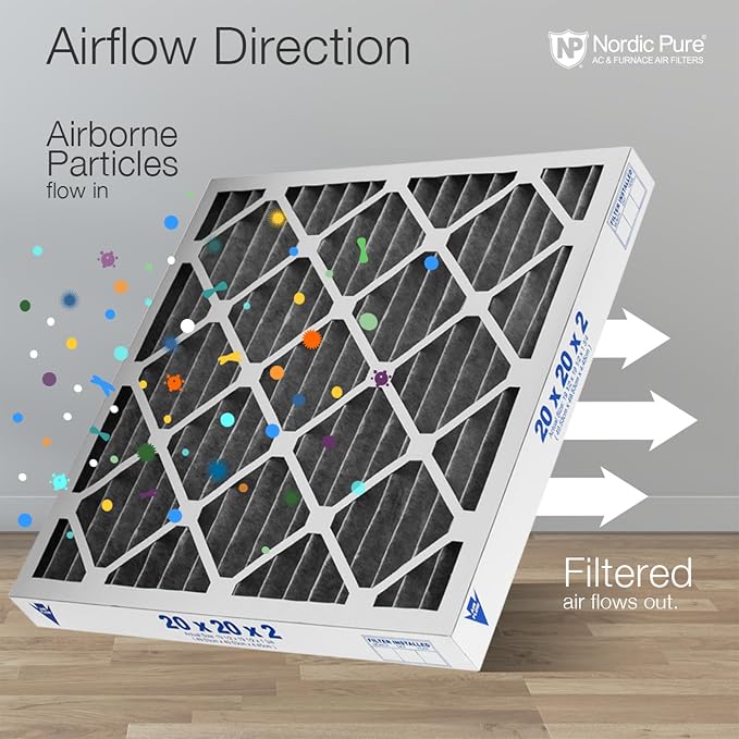 Nordic Pure 20x25x2 Furnace Air Filters MERV 12 Pleated Plus Carbon 12 Pack