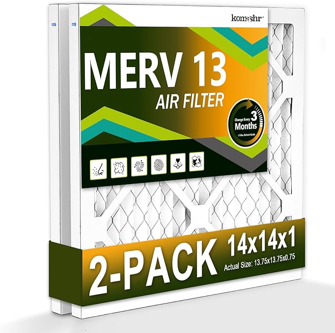 14x14x1 Air Filter MERV 13, HVAC/Furnace AC Filter Replacement, Dust