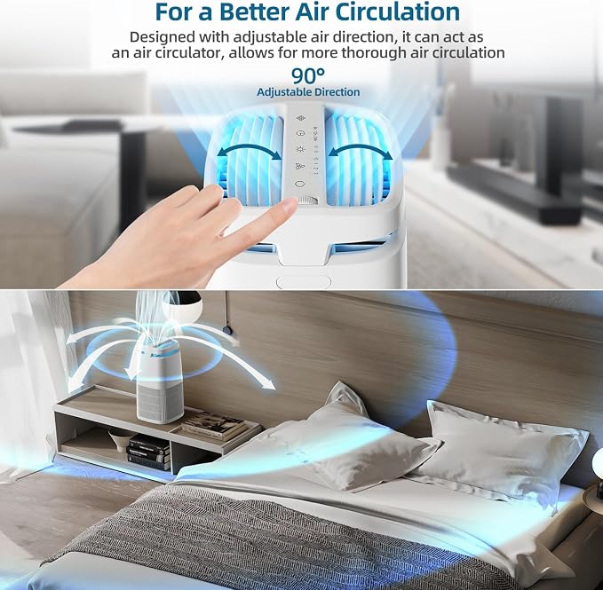 POMORON 4-in-1 Air Purifiers for Home, Air Ionizer Negative Ion Generator