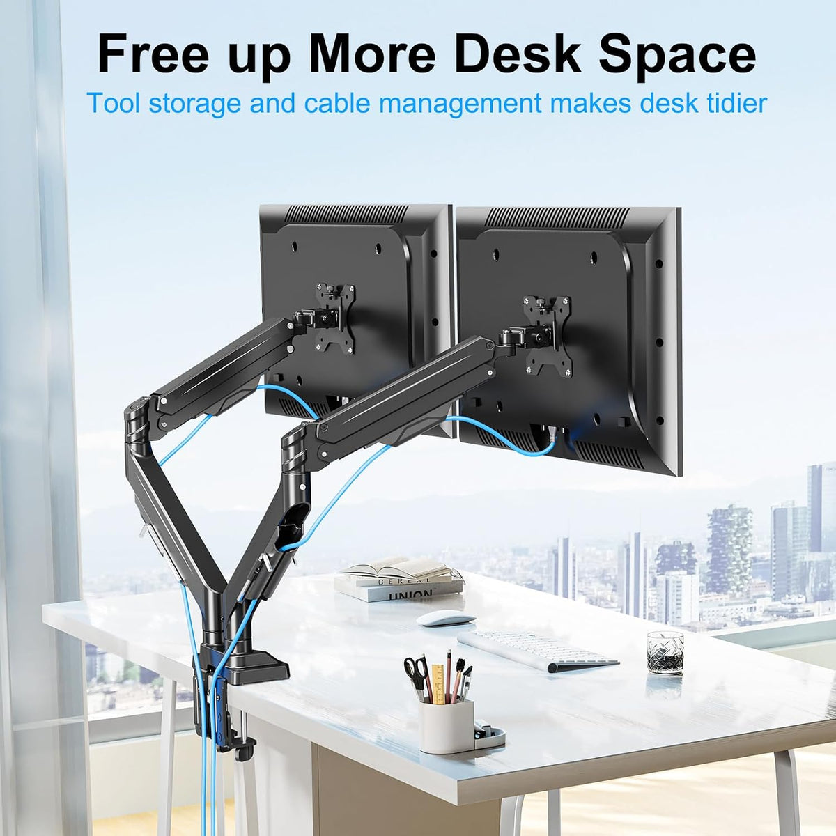 Dual Monitor Mount for Screens up to 43", Heavy Duty Monitor Arm