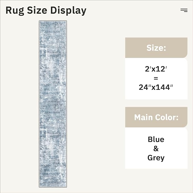 Soalmost Runner Rug 2x12 Washable Non-Slip Hallway Runner Rugs