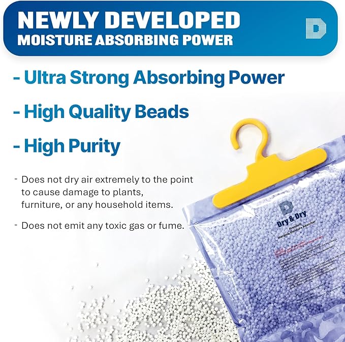 Dry & Dry 5 Packs [Net 7 Oz/Pack] Moisture Absorbers Dehumidifiers for Home Dehumidifier for Basement for Bedroom Small Dehumidifiers - Moisture Absorbers
