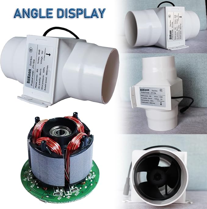 3 Inch Duct Fan Variable Inline Exhaust Blower 12V Extractor Fan 47Cfm Powerful