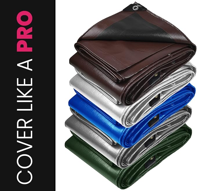 PROTARP Extreme Heavy Duty 22 Mil Tarp Cover, Waterproof, UV Resistant, Rip and Tear Proof, Poly Tarpaulin with Reinforced Edges for Roof, Camping, Patio, Pool, Boat. (Green/Black 20′ X 40′)