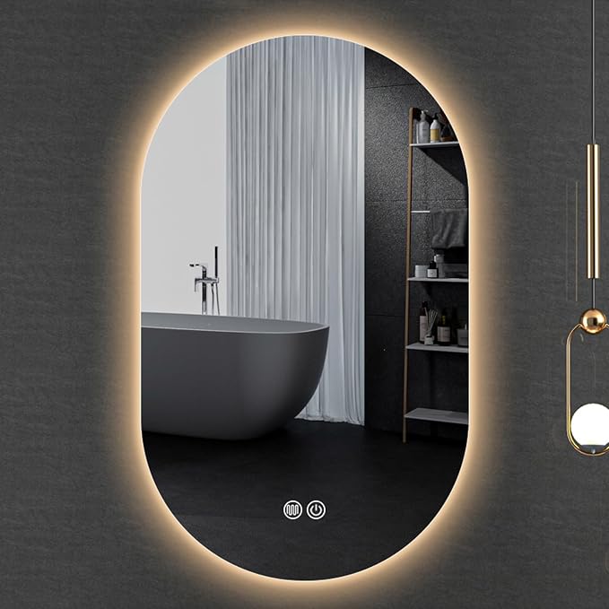 Irregular Bathroom Mirror with 3 Colour LED Light, Wall Mounted Makeup Mirror