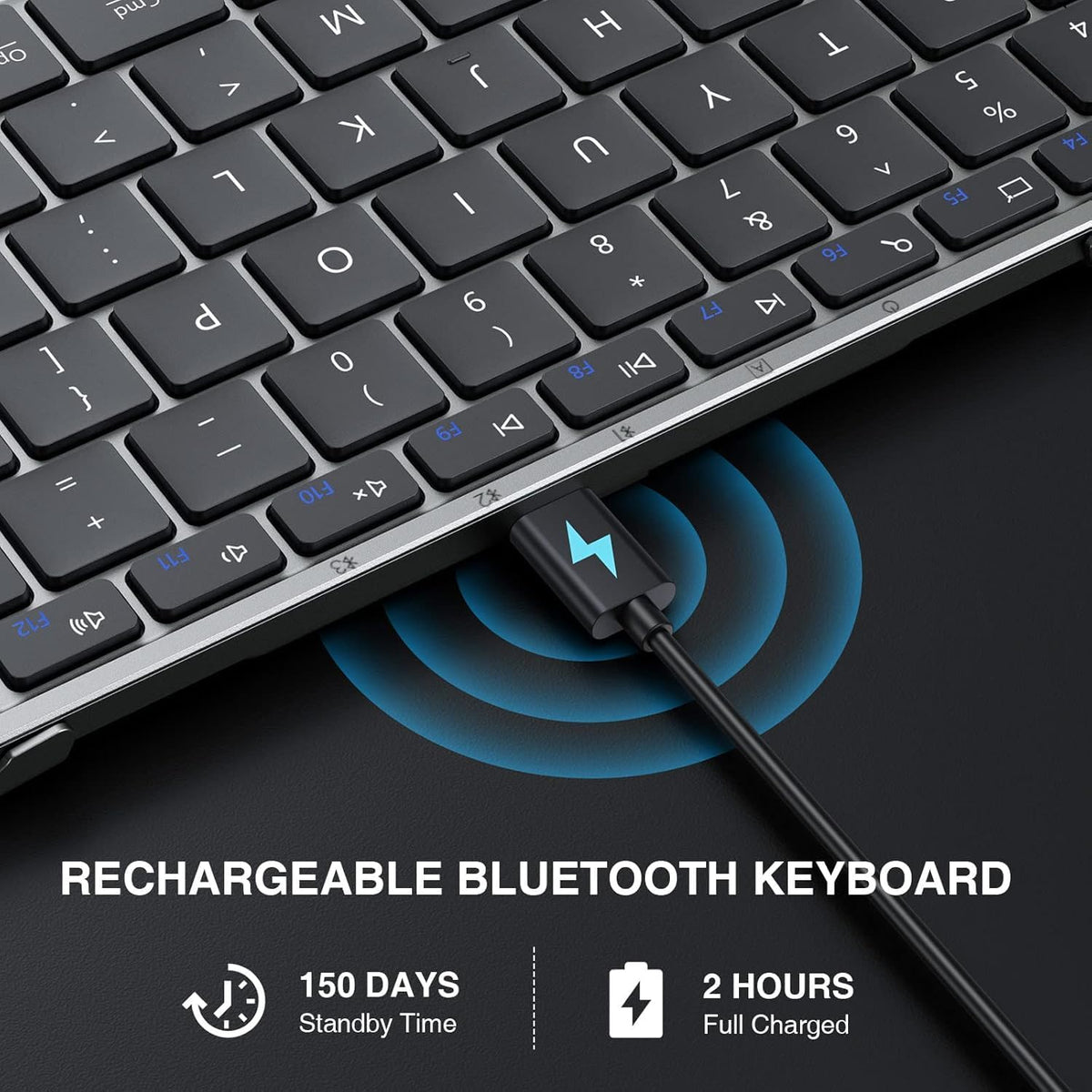 ProtoArc XK01 Full-Size Foldable Bluetooth Keyboard for Travel, Space Gray