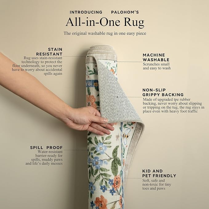 Machine Washable Rugs for Living Room: 6x9 Area Rugs for Bedroom Vintage Stain