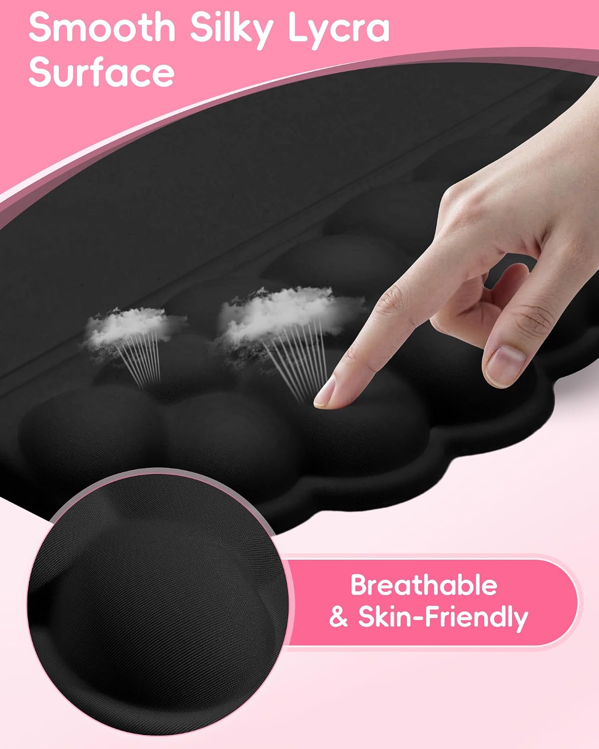 Ergonomic Cloud Wrist Rest Set for Keyboard and Mouse, Black