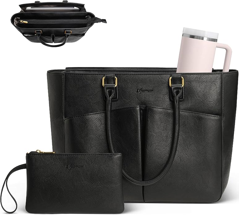 Laptop Tote Bag for Women, Leather Work Tote