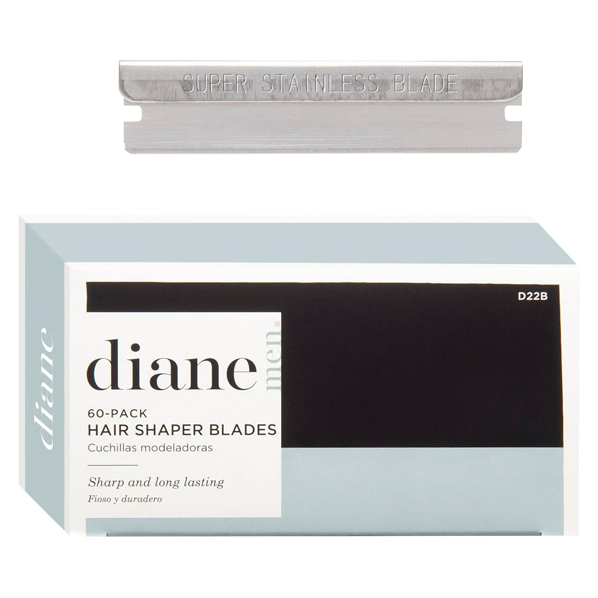 Diane Hair Shaper Razor Blades, Stainless Steel Barber Refills, 60-Pack