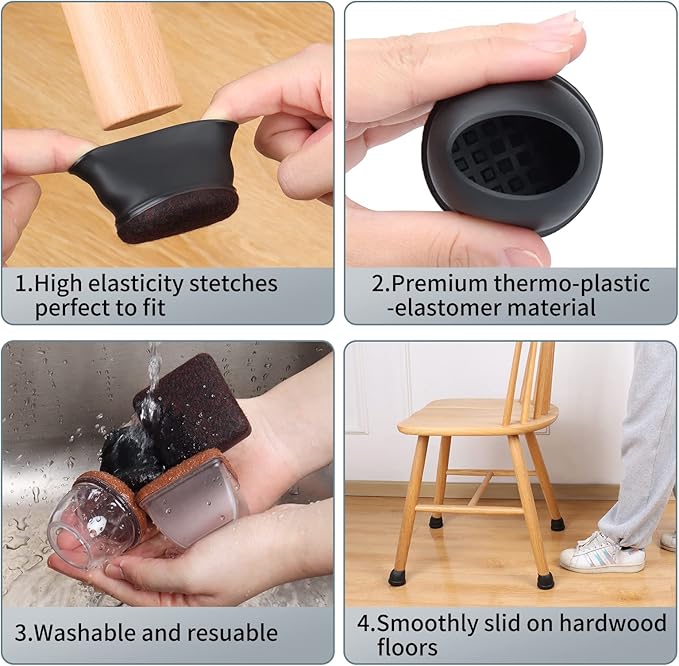 Ezprotekt 24 Pcs Extra Large Chair Leg Floor Protectors