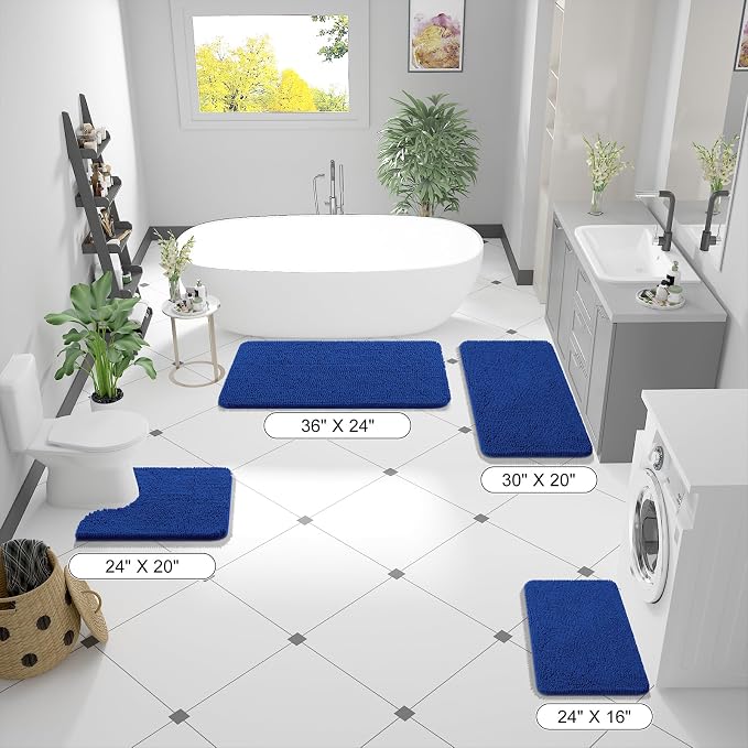OLANLY Bathroom Runner Rugs 47x24, Soft Absorbent Chenille Bath Rugs, Rubber