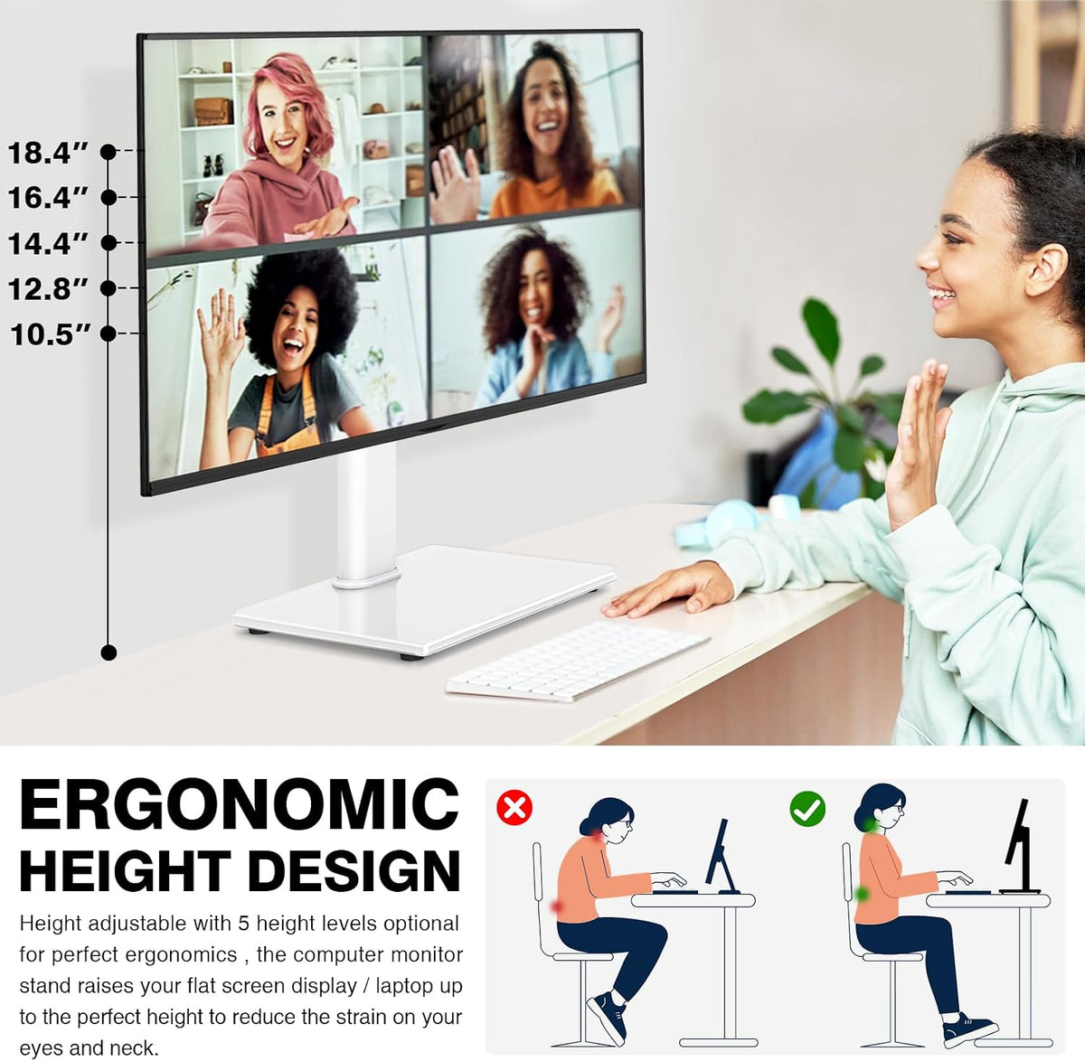 TAVR Furniture Single Monitor Stand VESA Mount for 13-32 Inch Screens
