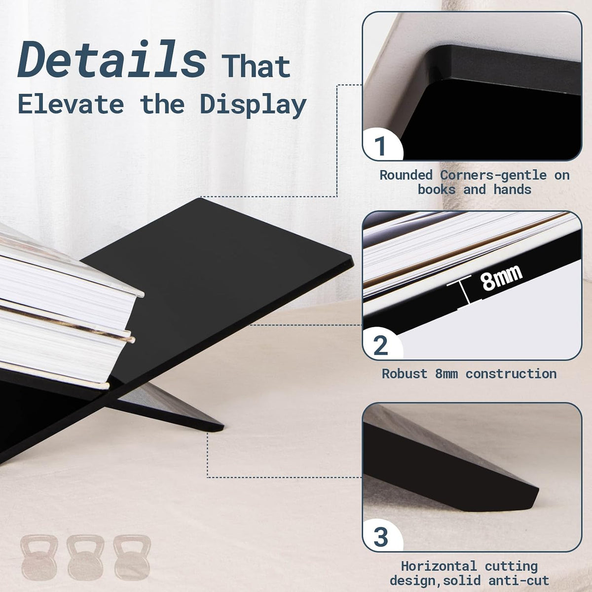 PUERSI Acrylic Book Stands for Display, 15.8 x 9.5 x 4.3 in Open Bookstand
