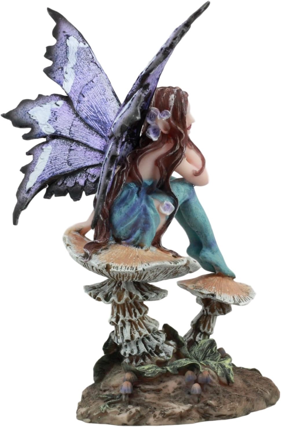 Ebros Amy Brown Forest Willow Nice Fairy Sitting On Wild Giant Mushroom Stool Statue 6" Tall Fantasy Mythical Faery Magic Watercolor Collectible Figurine