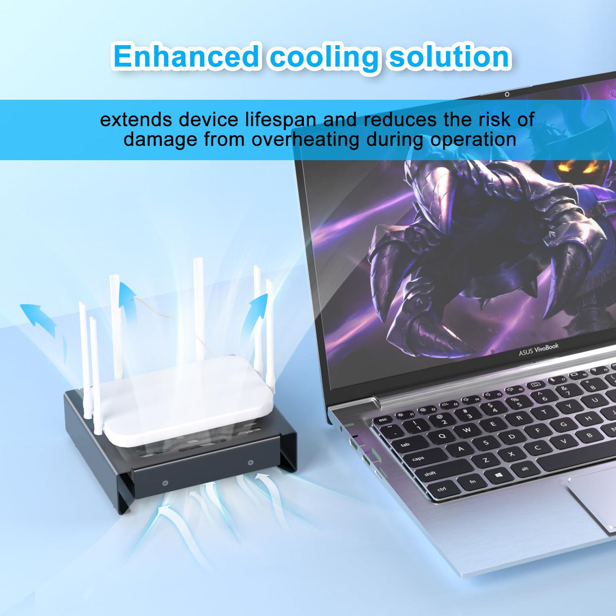 Quiet 120mm USB Fan, Aluminum Stand with Cooling Fan, Compatible with Mac mini - Desktop Organizer for Router, TV Box, Mini PC, Switch- Heat Dissipation Design for Home/Office Use (TF-120)