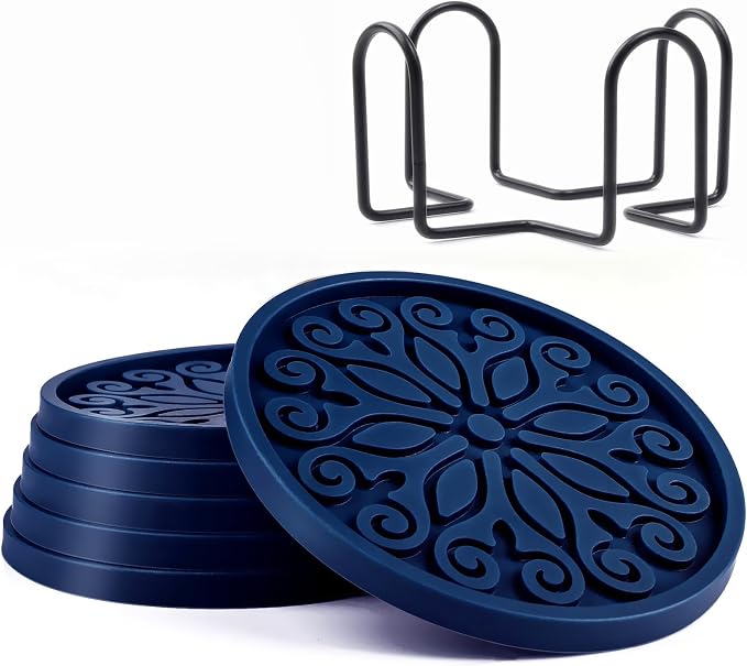 Coasters for Drinks, Resistant Reusable Silicone Coasters