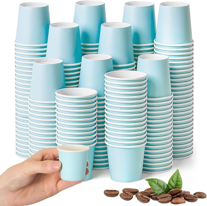 100 Pack 1oz Mini Coffee Cups Disposable Paper Cups Hot or Cold Beverage Cup