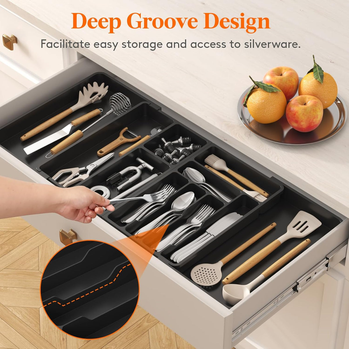 Lifewit Utensil Organizer for Kitchen Drawer, Expandable Cooking Tray