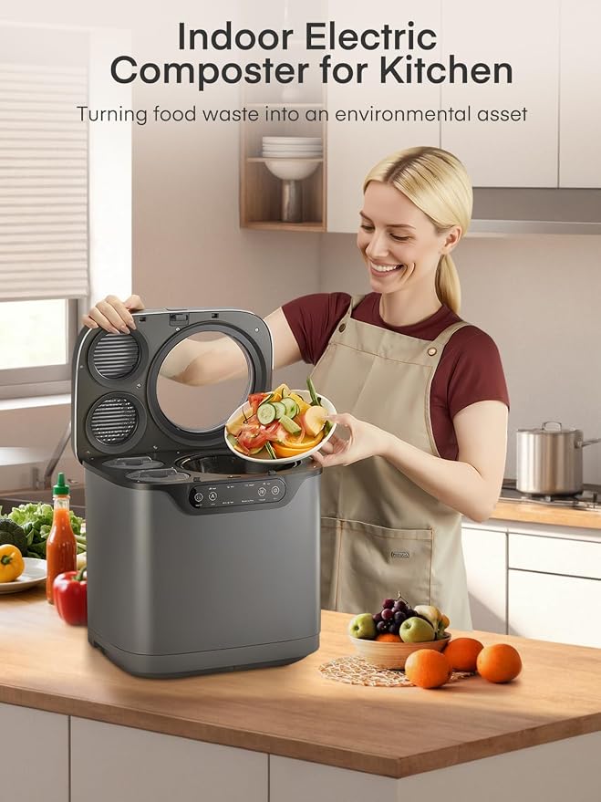 Electric Composter for Kitchen 4L, Countertop Compost Bin Indoor