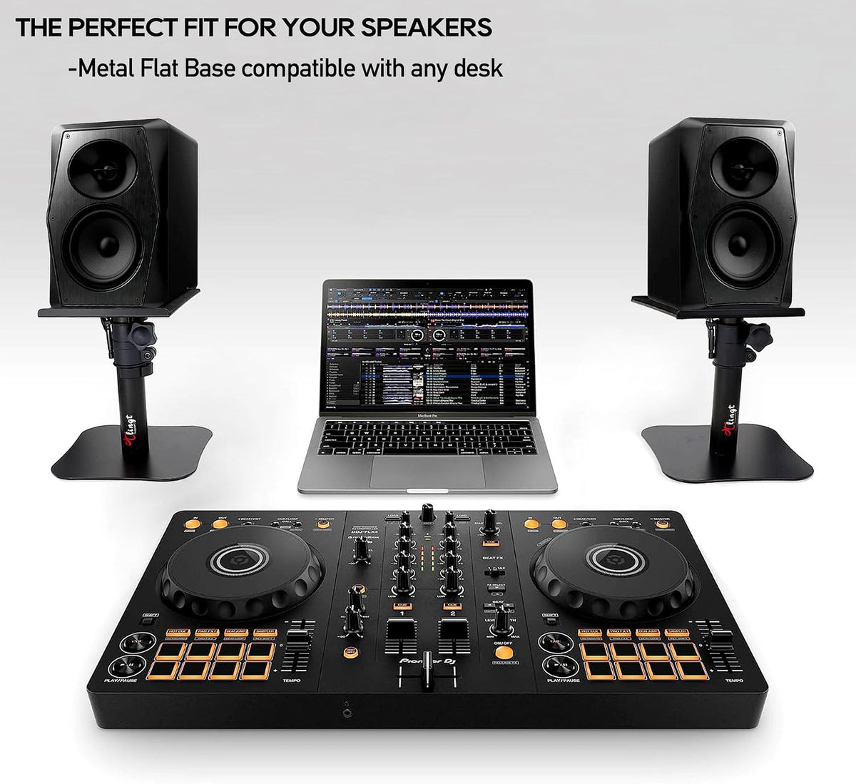 Tlingt Desktop Speaker Stands Pair, Sturdy Flat Base, Height & Tilt Adjusts