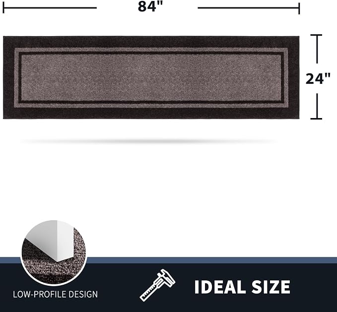 PURRUGS Dirt Trapping Door Mat 24" x 84", Non-Slip Machine Washable Entryway Rug