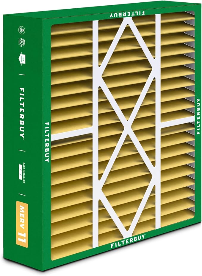 Filterbuy 20x25x5 Air Filter MERV 11 Superior Pet & Allergy Defense, Pleated