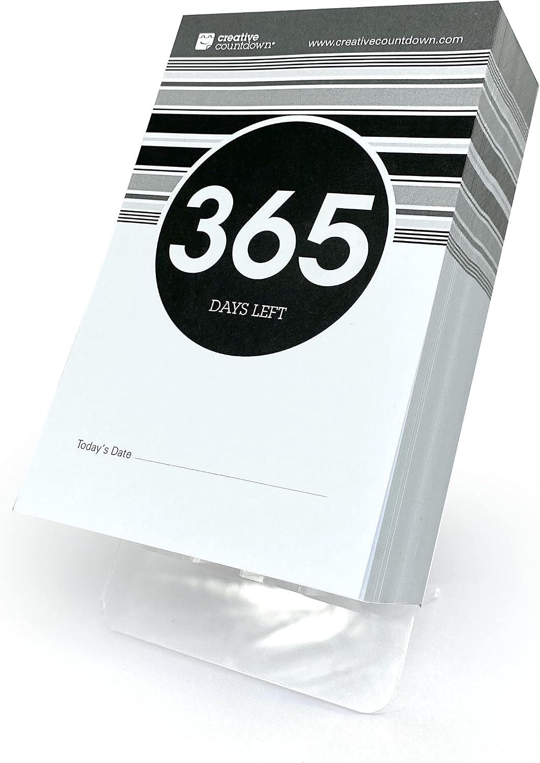 1 Year (365 Days) Event, Goal & Special Occasion Count Down Calendar - 5.75"x3.75" - Black & White Tear Off Countdown Calendar - Tear Away Desktop Calendar with Writing Space & Sleek Acrylic Display