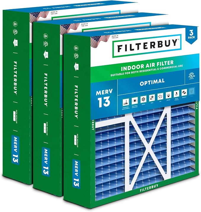 Filterbuy 22x24x5 Air Filter MERV 13 Optimal Smoke & Allergy Defense,