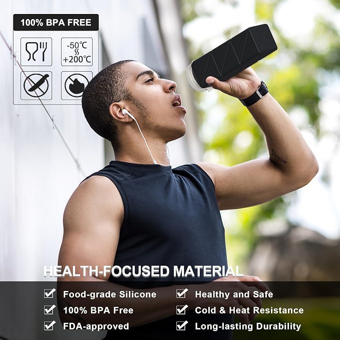 BEAUTAIL Collapsible Water Bottles 21oz/610mL, Silicone Travel Water Bottle |