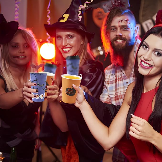 Tamone 100 PACK Halloween Cups 12OZ Disposable Coffee Cups