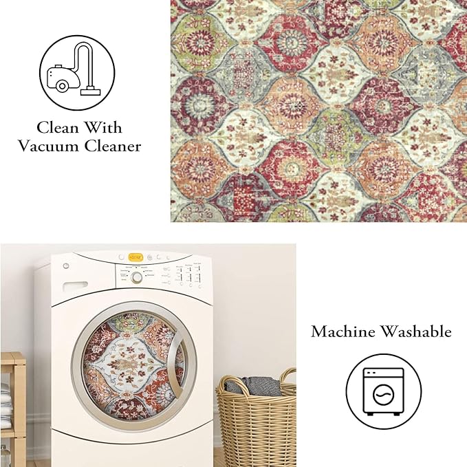 Lahome Moroccan Trellis Hallway Rug, 2x5 Washable Runner Rug Non Slip Kitchen