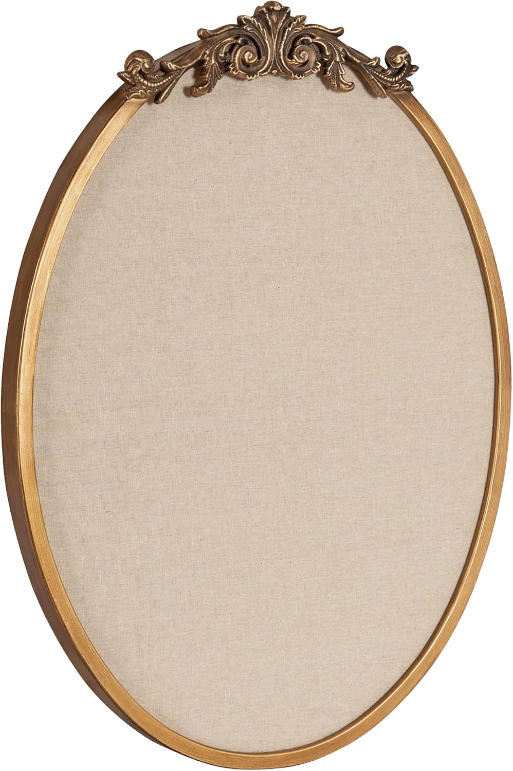 Kate and Laurel Arendahl Decorative Oval Pinboard, 18 x 24, Gold, Framed Round Ornate Vintage Cork Board for Use as Motivational Vision Board or Wall Organizer