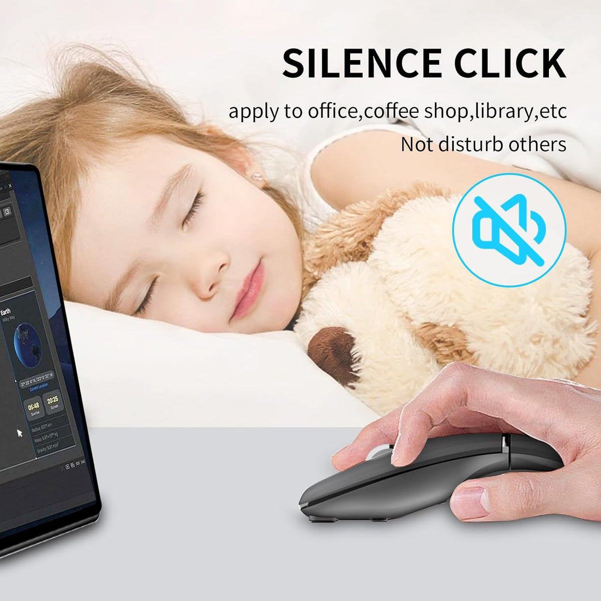 Bluetooth Arc Travel Mouse - BT & USB Wireless Dual Mode, Rechargeable