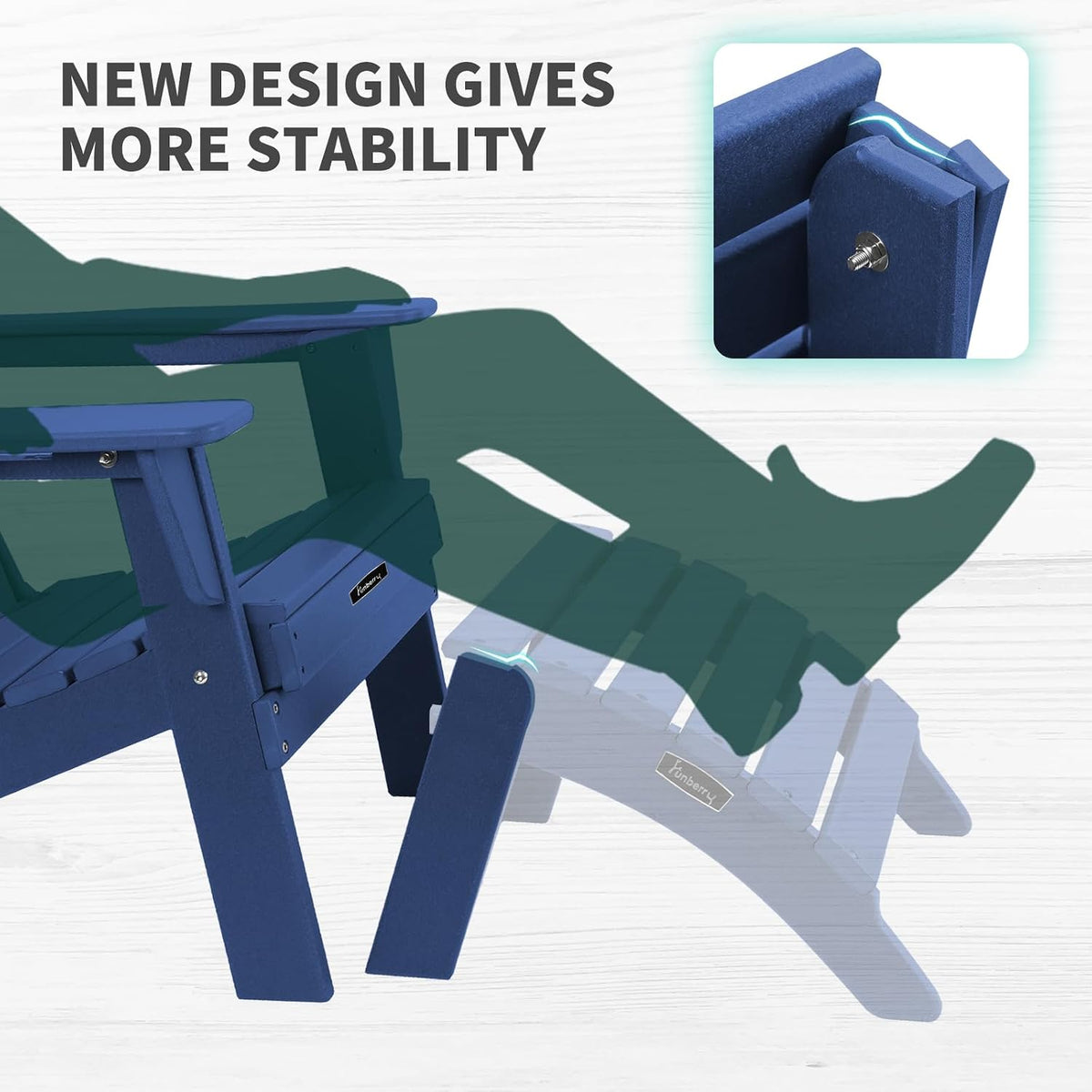 Folding Adirondack Ottoman Set of 2, Outdoor Foot Rest, Patio Footstool