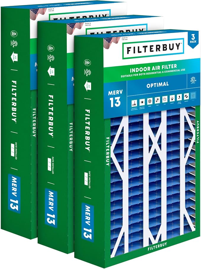 Filterbuy 16x26x5 Air Filter MERV 13 Optimal Smoke & Allergy Defense, Pleated