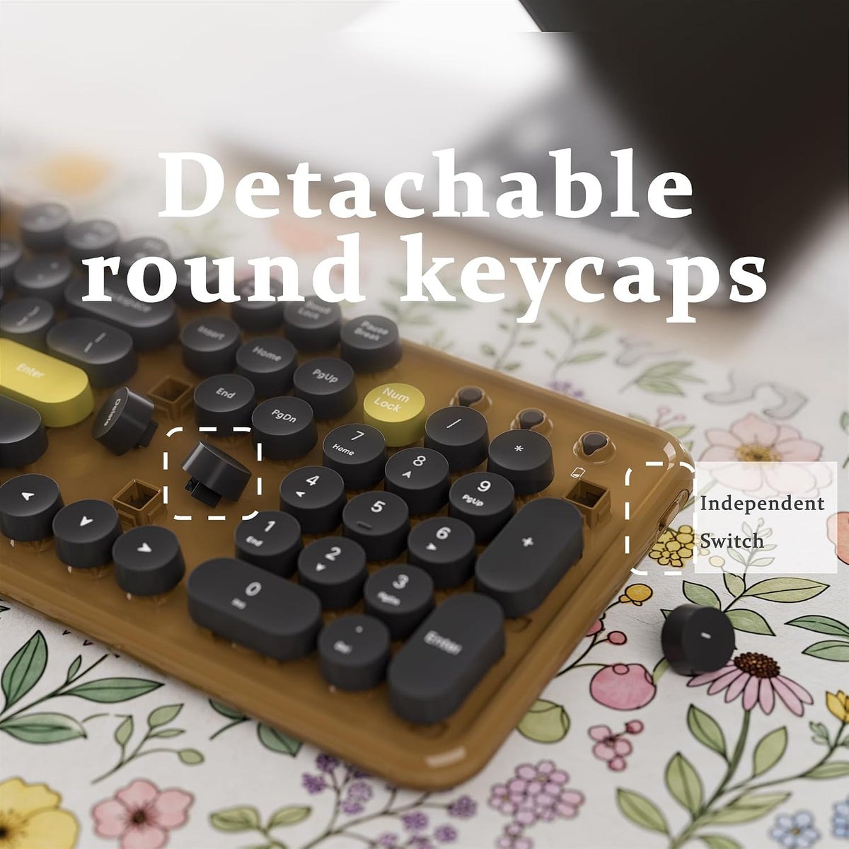 Colorful Wireless Bluetooth Keyboard (Coffee Black)