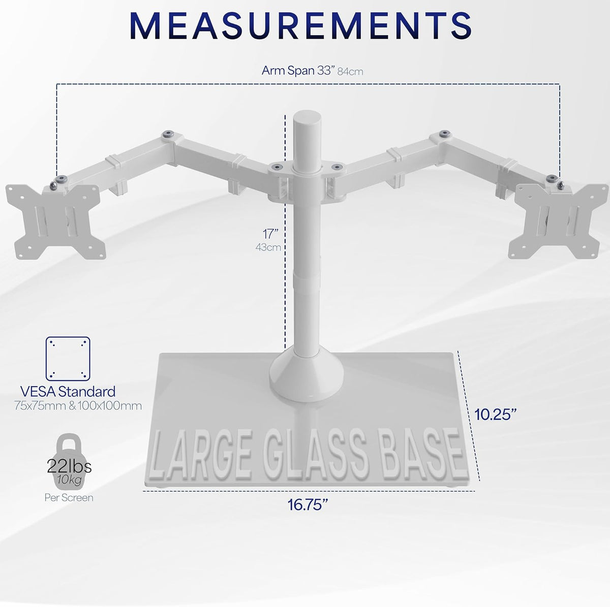 VIVO Dual Monitor Desk Stand for 13 to 32 inch Screens, STAND-V002FGW