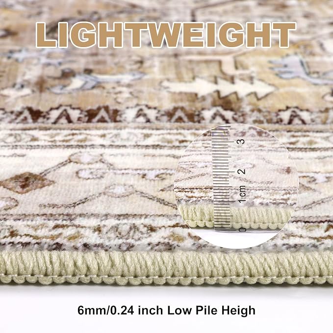 Yamaziot Area Rug 8x10, Non-Slip Washable Boho Vintage Living Room Bedroom Rug