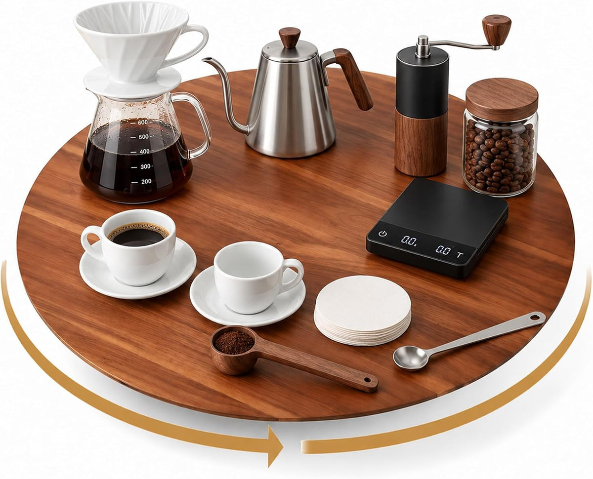 18-Inch Acacia Wood Lazy Susan Turntable Organizer for Countertop