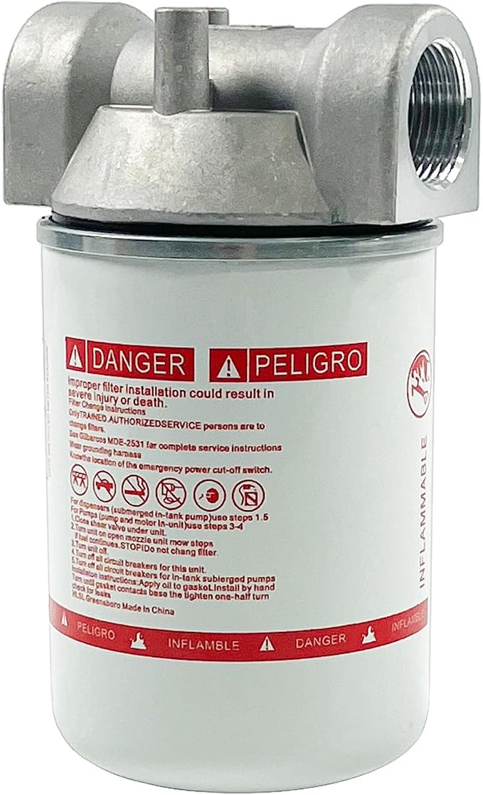 1 Inch NPT Fuel Tank Filter Kit, High Flow Fuel Filter 25 GPM 30 Micron Spin-on