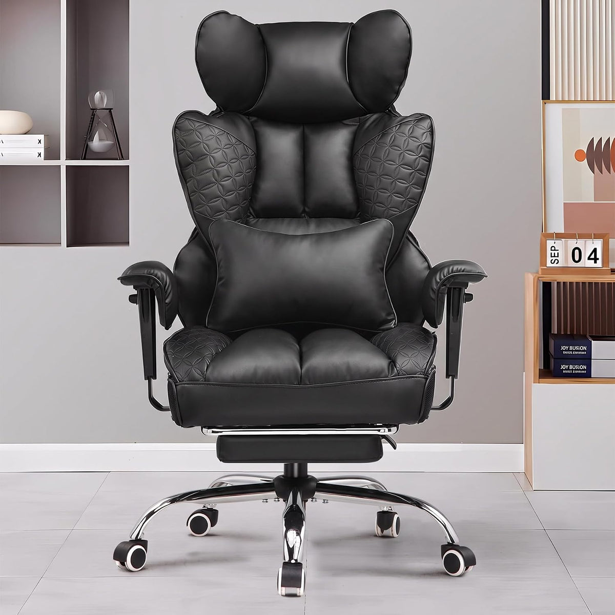 GTPLAYER Big and Tall Gaming Chair 400lbs Heavy Duty Office Chair with Footrest, High Back Pocket Spring Lumbar Support, Ergonomic Wide Comfy Seated Cushion for Lower Back Pain Relief, Carbon-Black
