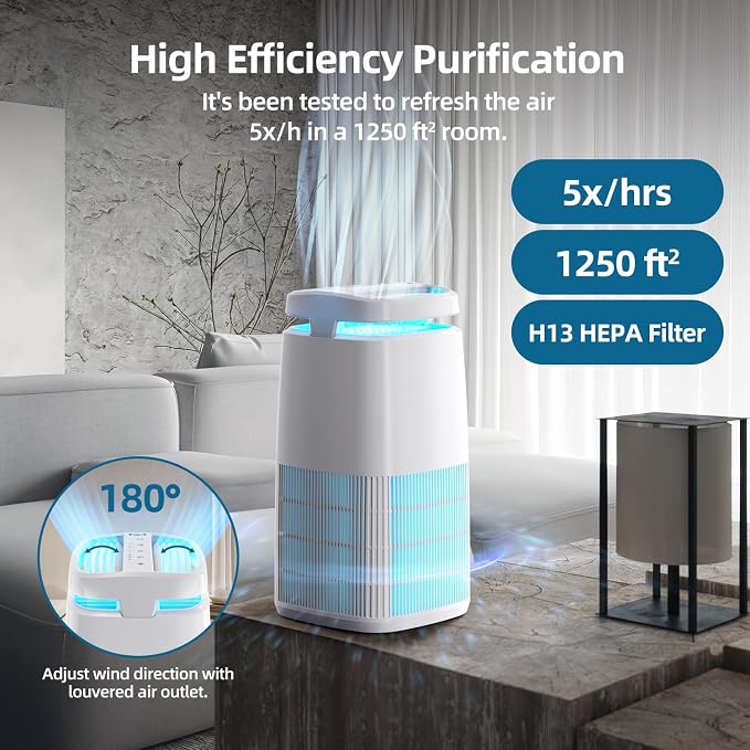 POMORON 4-in-1 Air Purifiers for Home, Air Ionizer Negative Ion Generator